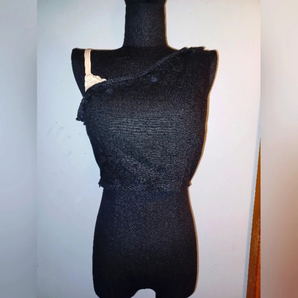 Versona Black with Tassles One Shoulder Neckline